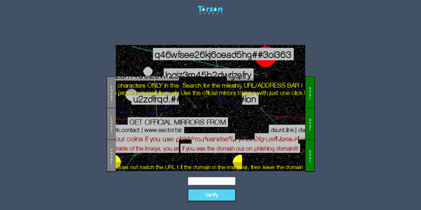 Torzon Market security captcha and authentication system